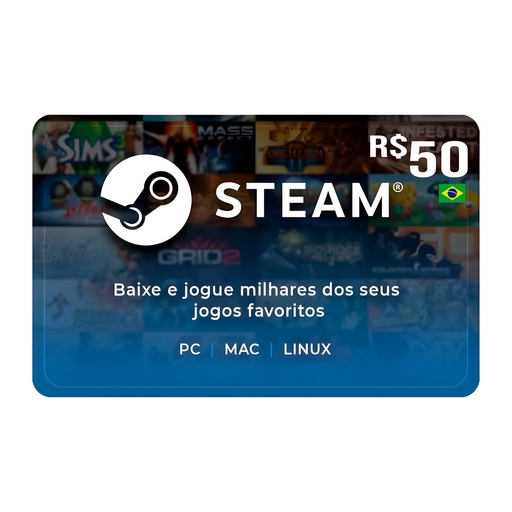 Gift Card Steam 50 reais